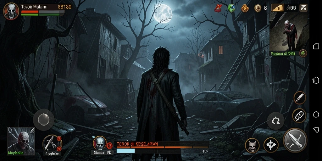 Screenshot utama menampilkan aksi mencekam dalam game Horror 8180.