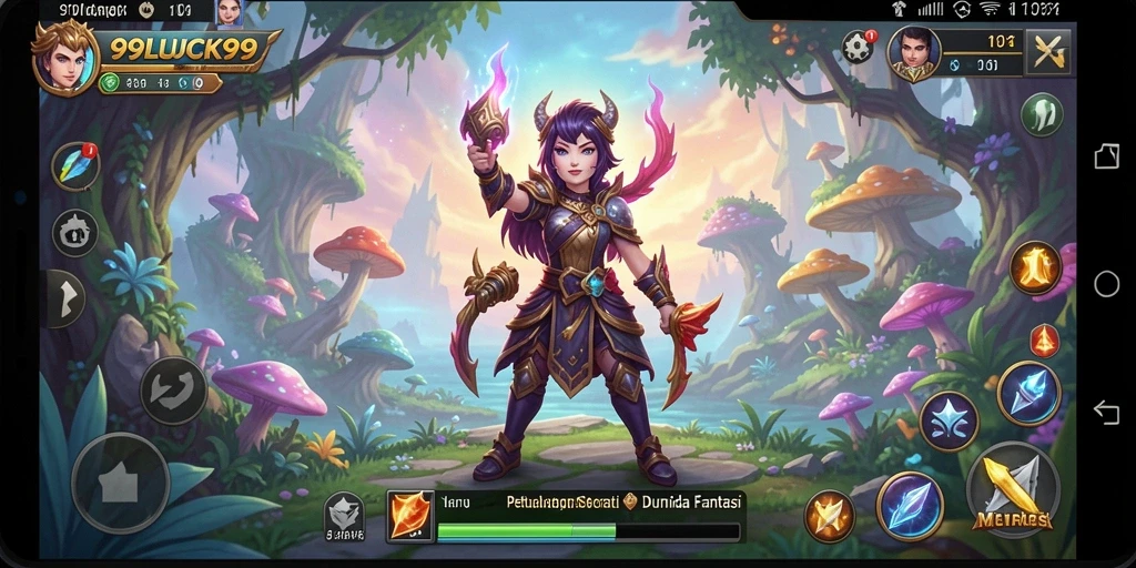 Screenshot gameplay <strong>99LUCK99</strong> menampilkan momen eksplorasi di dunia fantasi.