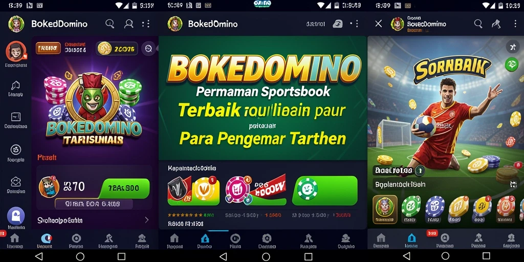 Tampilan grafis menarik dari BOKEDOMINO saat bermain taruhan Sportsbook.
