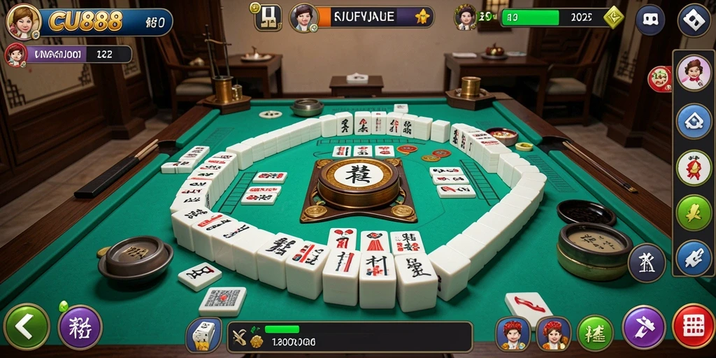 Tampilan gameplay seru dalam permainan Mahjong CU888.