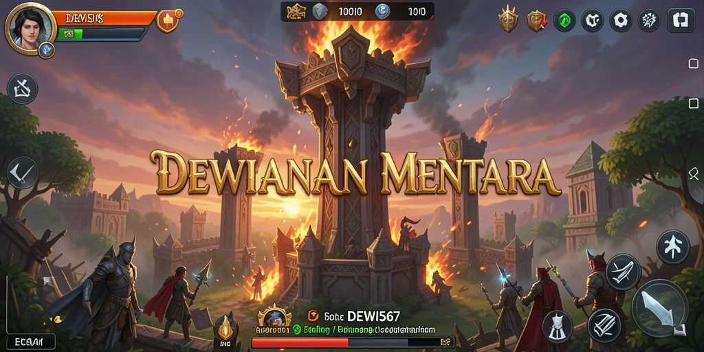 Tampilan gameplay DEWI567 yang menampilkan menara dan serangan musuh.