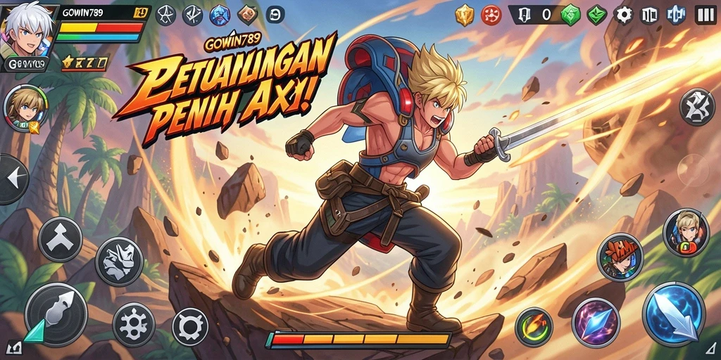 Screenshot menampilkan aksi seru karakter Anime dalam GOWIN789.