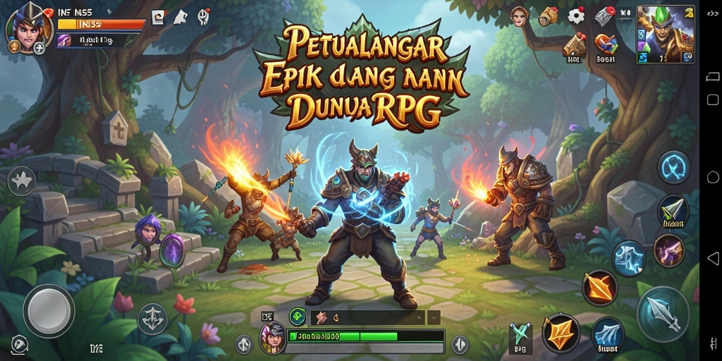 Tangkapan layar utama INS55 menunjukkan aksi seru dalam gameplay RPG.