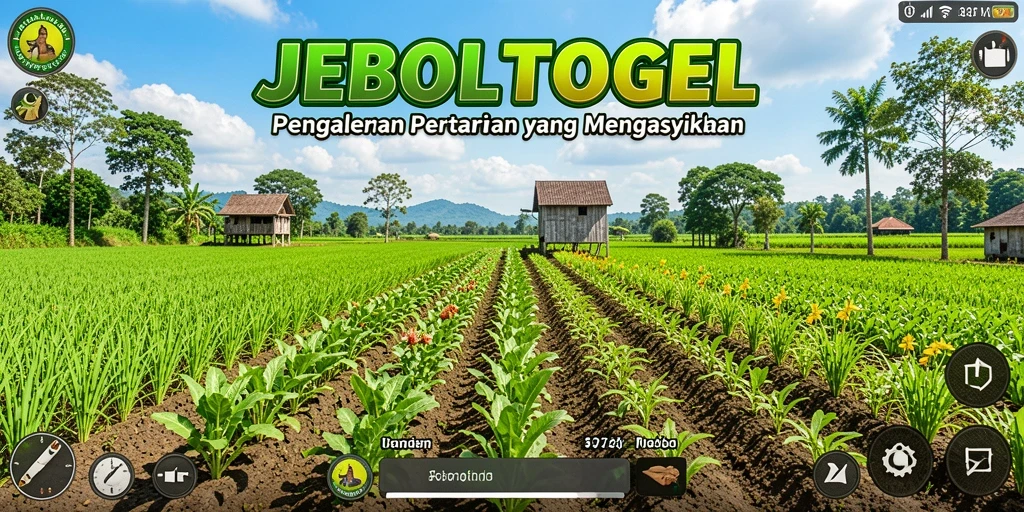 Screenshot gameplay JEBOLTOGEL menampilkan kebun yang indah dengan berbagai tanaman.