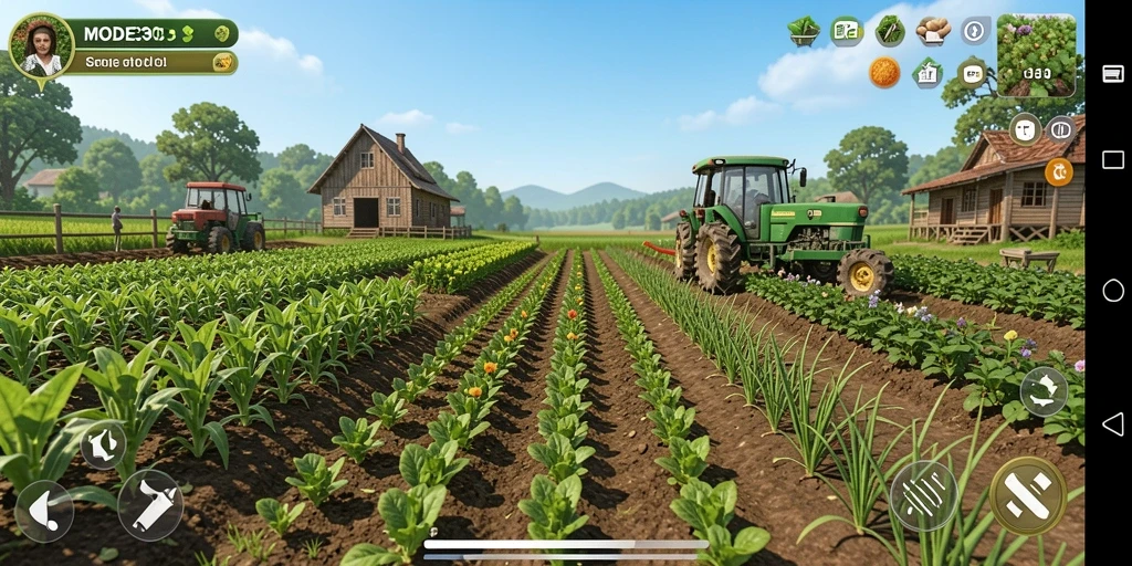 Tampilan screenshot dari gameplay <strong>MODE303</strong> menunjukkan suasana berkebun yang menarik.
