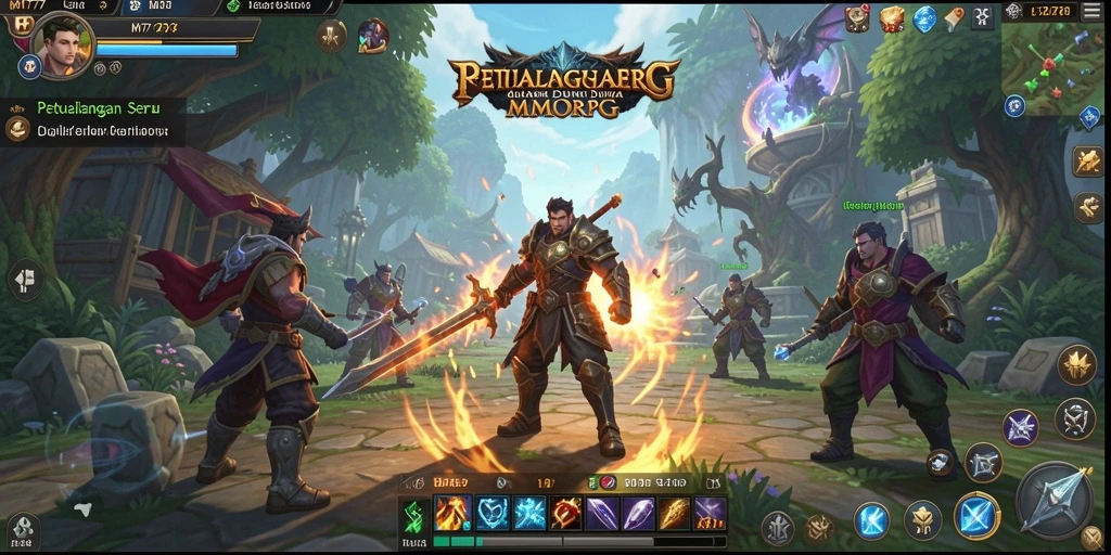 Screenshot gameplay MT777 menampilkan pertarungan seru dalam MMORPG.