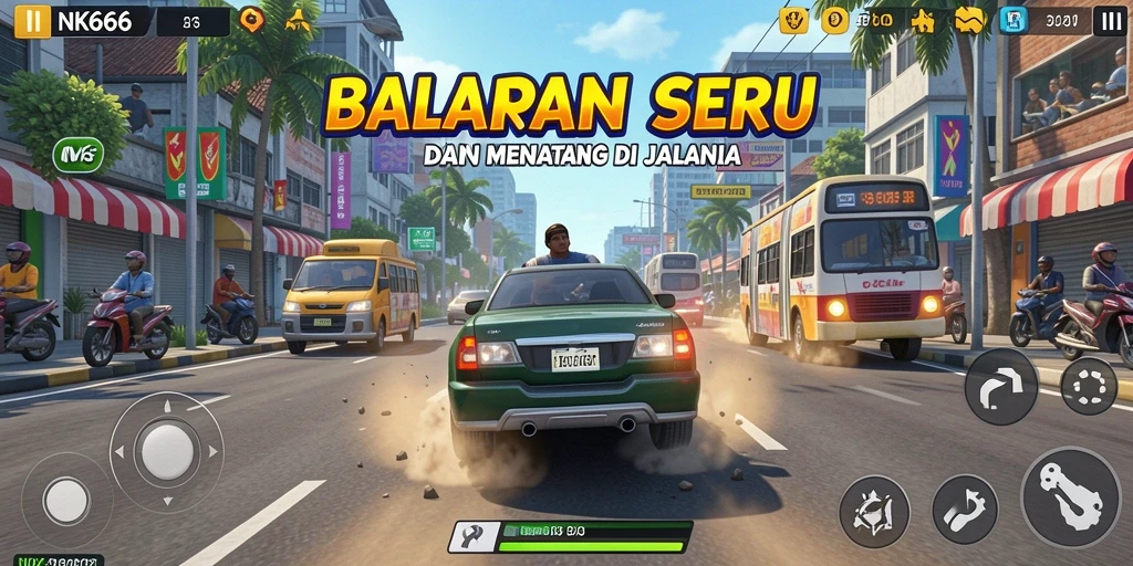 Tampilan seru dari gameplay <strong>NK666</strong> dengan mobil balap beraksi.
