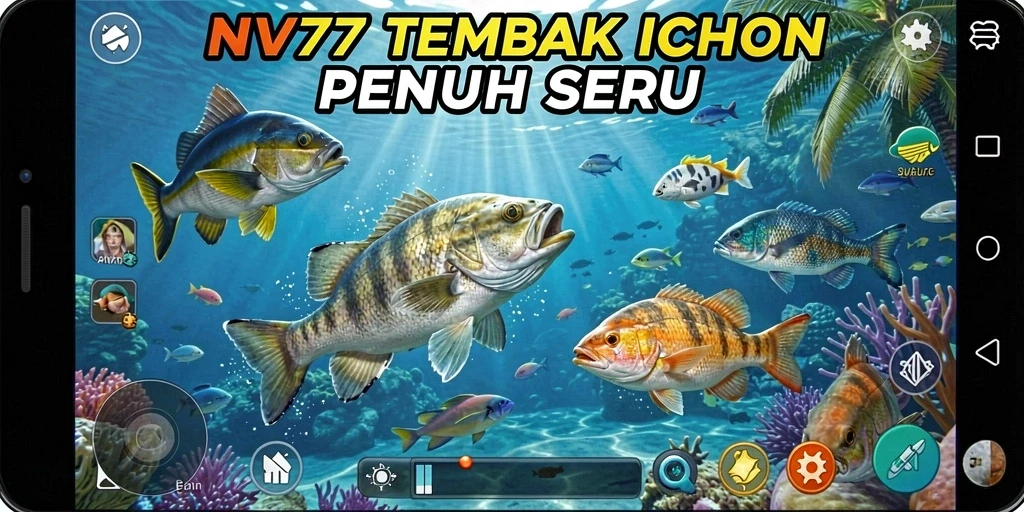 Tampilan gameplay menarik dari NV77 yang menampilkan aksi menembak ikan.