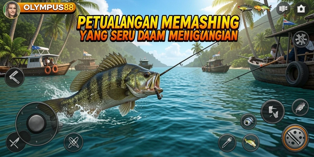 Tampilan gameplay OLYMPUS88 dengan grafis menarik saat memancing.