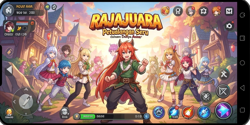 Gambaran aksi seru dalam dunia <strong>RAJAJUARA</strong> yang penuh karakter anime.