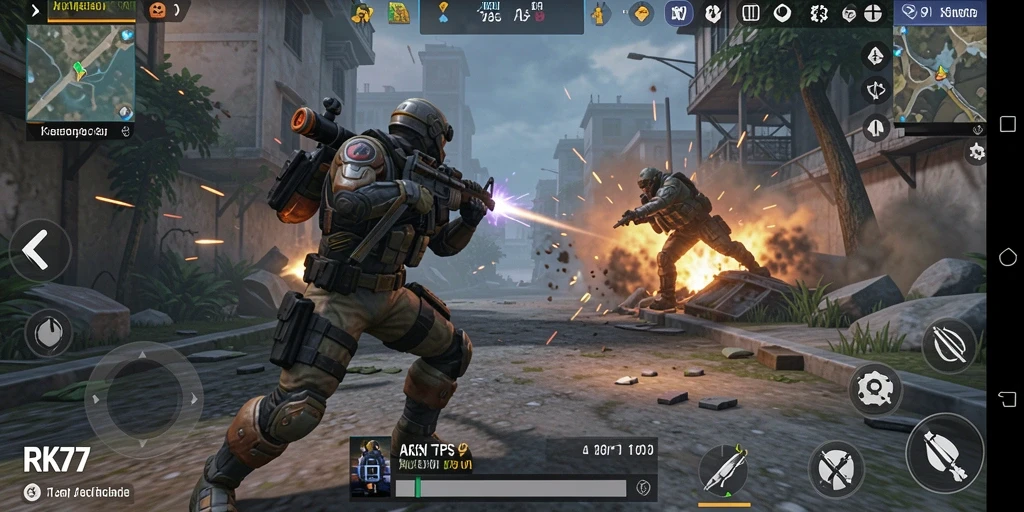Tampilan menegangkan dalam aksi gameplay RK77 yang seru.