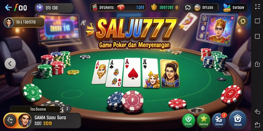 Tampilan gameplay menarik dari SALJU777 yang menampilkan permainan poker.