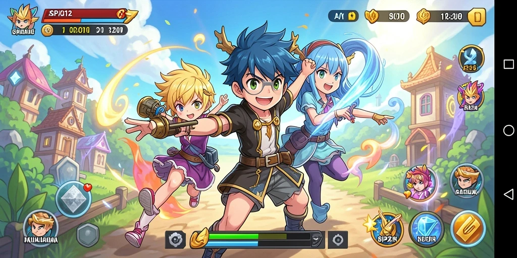 Tangkapan layar SP212 menampilkan pertarungan karakter Anime yang penuh aksi.