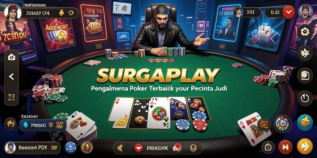 Screenshot gameplay SURGAPLAY menampilkan taruhan poker yang seru.