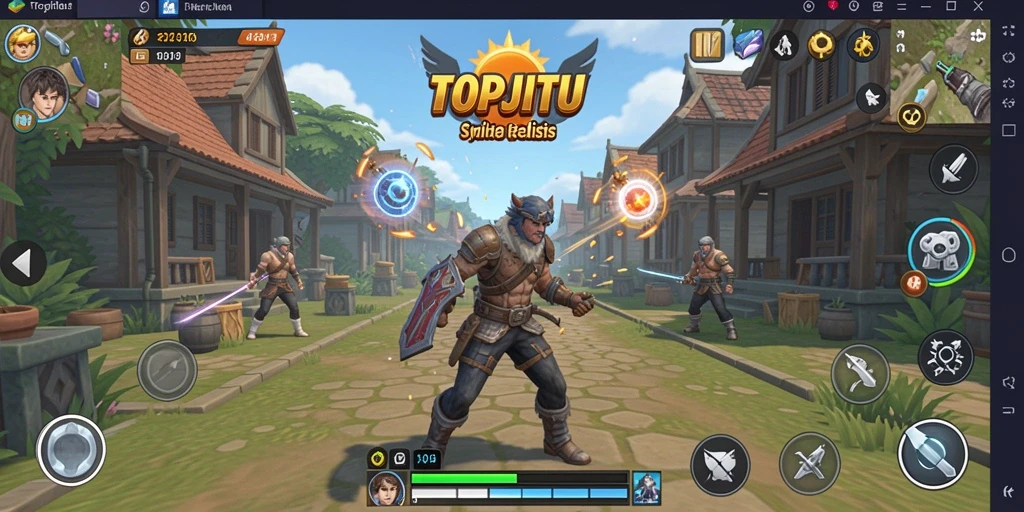 Tangkapan layar gameplay TOPJITU yang menunjukkan desain dan interaksi karakter.