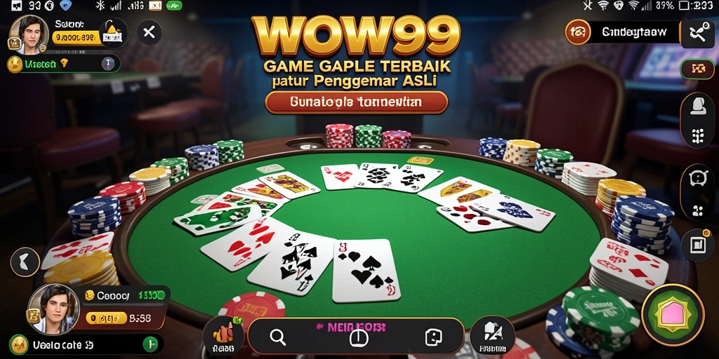 Tangkapan layar WOW99 menampilkan gameplay Gaple yang menarik dan interaktif.